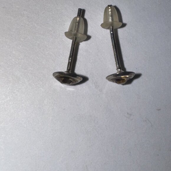 5 Mm Round Topaz Yellow Cz And Sterling Post Earrings - Picture 11 of 15